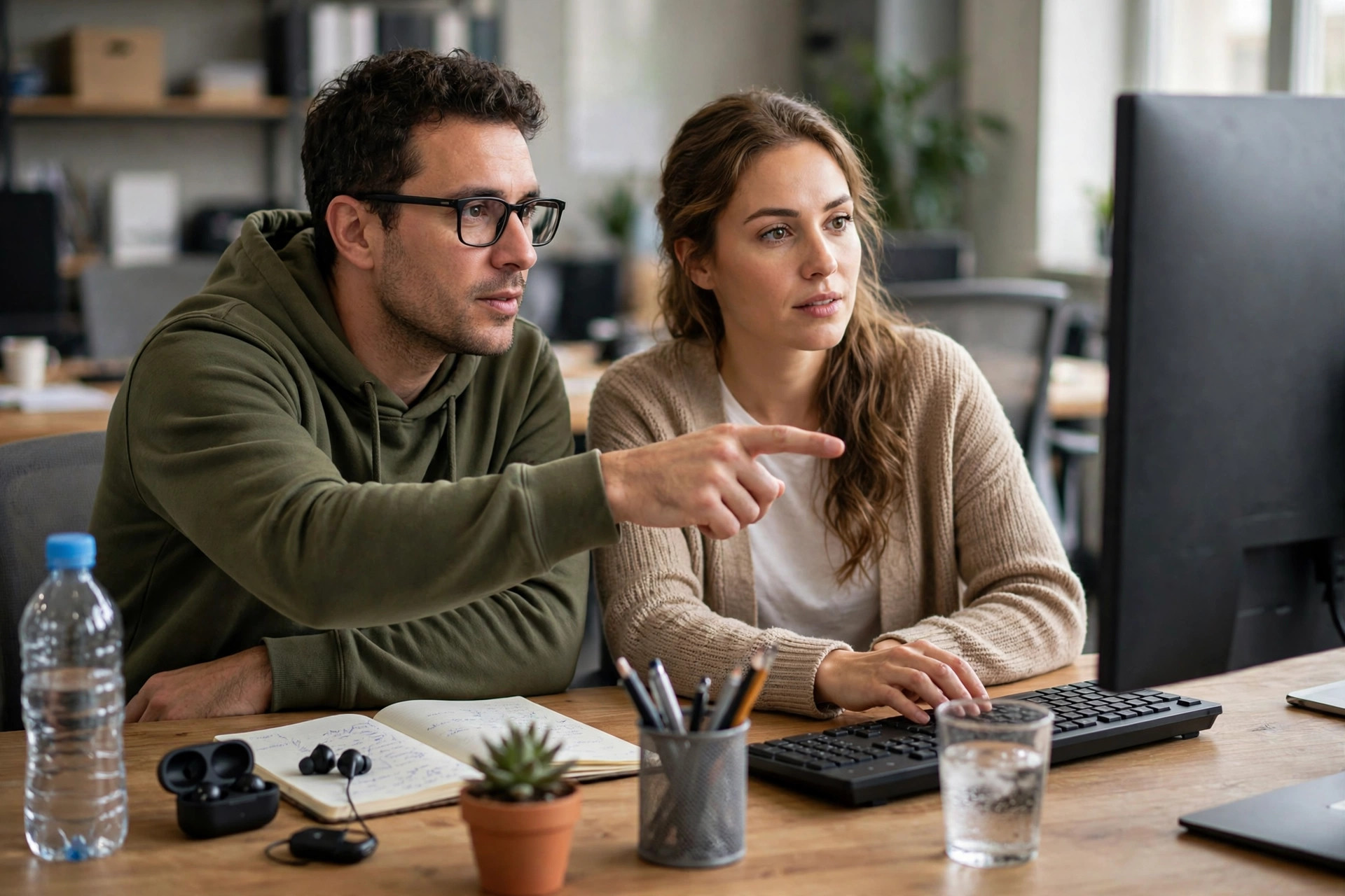 Software developers collaborating in a modern office