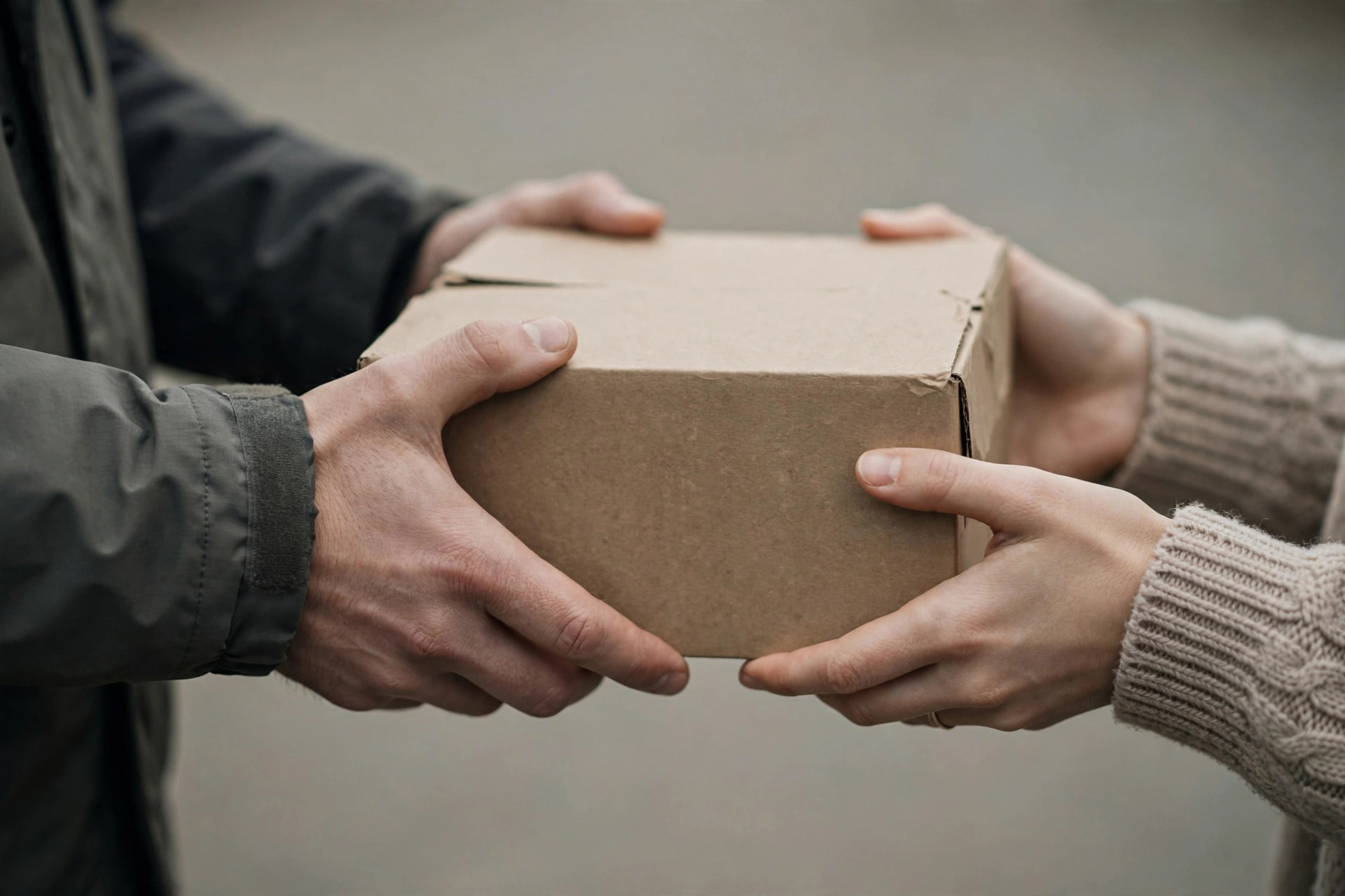 Courier handing over a parcel